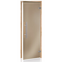 Saunan lasiovi Andres Glass Light Premium 7x19, pronssi lasi, leppäkarmi