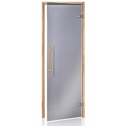 Saunan lasiovi Andres Glass Light Premium 9x19, harmaa lasi, leppäkarmi