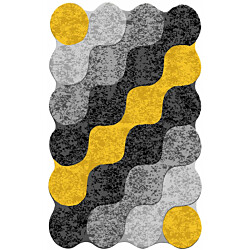 Matto Linento Circle 4 140x190cm keltainen/harmaa