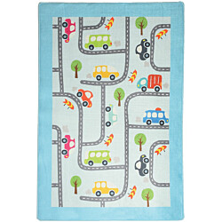 Lastenhuoneen matto Linento Baby Cars 140x190cm sininen