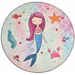 Lastenhuoneen pyöreä matto Linento Mermaid Ø140cm monivärinen