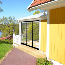 Terassin liukuovi Landskap Stadig, pidennetty kesäkausi, 3 osaa, 2627 mm, musta, napsautuslukko