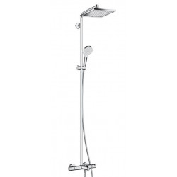 Sadesuihkusetti Hansgrohe Crometta E 240 1jet Showerpipe, termostaattihanalla, suihkupää ⌀240mm, vettä säästävä, juoksuputkella, kiiltävä kromi