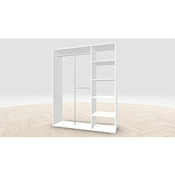 Vaatehuoneen kaapisto Mirror Line, kapea I-malli hyllyillä ja kaksiosaisella tangolla, 1700x2100x510mm, valkoinen