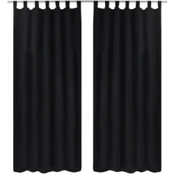 Mustat mikro-satiini verhot lenkeillä 2kpl 140 x 225 cm