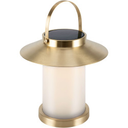 LED-aurinkokennovalaisin Nordlux Temple To Go 30, USB-ladattava, messinki