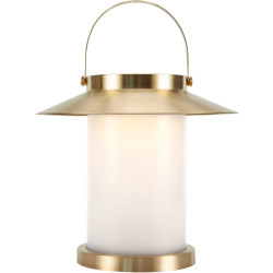 LED-aurinkokennovalaisin Nordlux Temple To Go 35, USB-ladattava, messinki