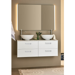 Kaksoisallaskaappi Noro Relounge, 1200x420mm, vaalea marmoritaso, valkoinen