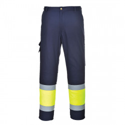 Huomiohousut Portwest E049 Combat, keltainen/sininen, koko XL pitkällä lahkeella