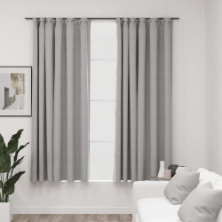 Pellavamaiset pimennysverhot koukuilla 2kpl harmaa 140x175cm