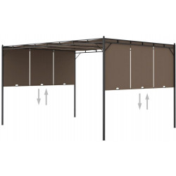 Puutarhan huvimaja sivuverholla 4x3x2,25 cm harmaanruskea
