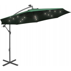 Roikkuva päivänvarjo led-valoilla 300cm metallitanko vihreä