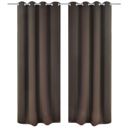 Ruskeat pimennysverhot metallirenkailla 2 kpl 135 x 245 cm