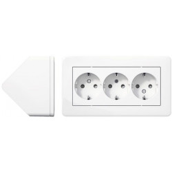 Pistorasia Schneider Electric Exxact, 3-osainen, pinta-asennus kulmaan, valkoinen