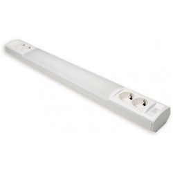 LED-työpistevalaisin Ensto Ami AL124L880, 10W/830/840, 882mm, 2x2-osainen pistorasia + kytkin, valkoinen