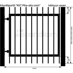 Käyntiportti Scandkom Piha-aita 1100x1000mm, rst