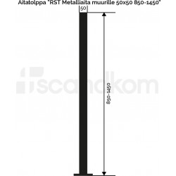 Aitatolppa Scandkom muurille, 50x50x1450mm, rst