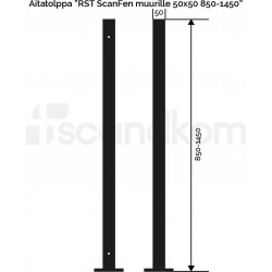 Aitatolppakulma Scandkom ScanFen muurille, 50x50x1450mm, rst