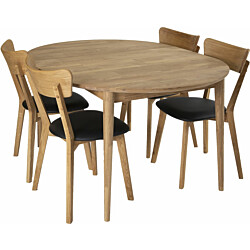 Ruokailuryhmä Stenexpo Ø110/150cm Alborg-jatkopöytä + 4 Växjö-tuolia tammi