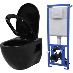Seinään kiinnitettävä WC piilotettu säiliö musta keraaminen