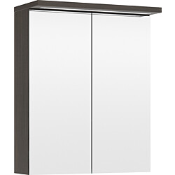 Peilikaappi LED-valolla Temal Highlight, 55 cm, 2 ovea, pistorasia vasen, ruskea saarni