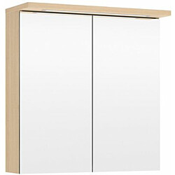 Peilikaappi LED-valolla Temal Highlight, 65 cm, 2 ovea, pistorasia oikea, vaalea tammi