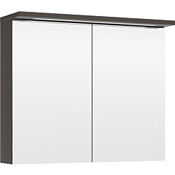 Peilikaappi LED-valolla Temal Highlight, 80cm, 2 ovea, pistorasia vasen, ruskea saarni