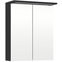 Peilikaappi LED-valolla Temal Highlight Special, 55cm, 2 ovea, pistorasia oikea, musta puu