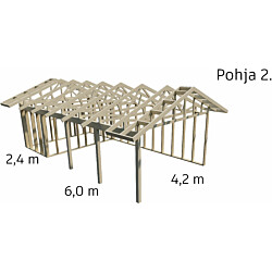 Autokatoksen runkopaketti Aarni 4.2m x 8.4m, pohjaratkaisu 2