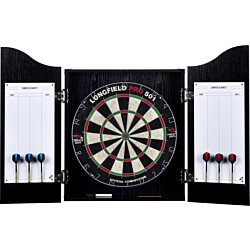 Darts-setti Longfield, taulu, kaappi ja tikat, musta