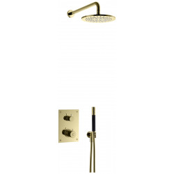 Sadesuihkusetti Tapwell BOX7268 ED2 Honey Gold, termostaattihanalla, suihkupää ⌀250mm, vettä säästävä, piiloasennus, kiiltävä kulta