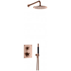 Sadesuihkusetti Tapwell BOX7268 ED2 Copper, termostaattihanalla, suihkupää ⌀250mm, vettä säästävä, piiloasennus, kiiltävä kupari