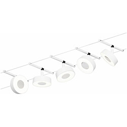 Vaijerivalaisinsetti Paulmann CorDuo Circle, 5x180lm, 5x5W, 3000K, 230/12V, mattavalkoinen
