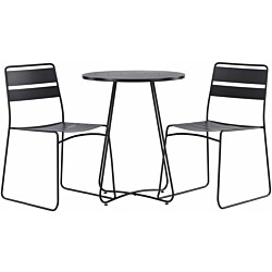 Parvekeryhmä Venture Home, ø60cm musta Bacong-pöytä + 2 mustaa Lina-tuolia