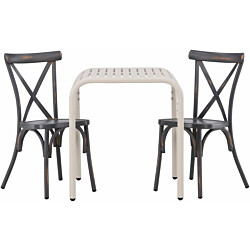 Parvekeryhmä Venture Home, 70x70cm beige Borneo-pöytä + 2 mustaa Tablas-tuolia