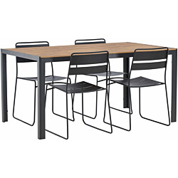 Ruokailuryhmä Venture Home, 150x90cm ruskea/musta Break-pöytä + 4 mustaa Lina-tuolia
