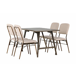Ruokailuryhmä Venture Home, 120x80cm Kaseidon-pöytä + 4 beigeä Seda-tuolia