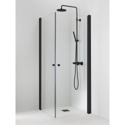 Suihkukulma Vihtan Pisara 3+3, 800x800mm, kirkas lasi, musta alumiini