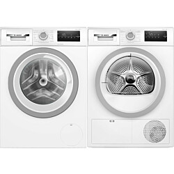 Pesukone ja kuivausrumpu Bosch WAN2821SSN WTH85VS6SN Serie 4, 8/9kg, valkoinen