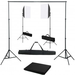 Valokuvastudiosarja 2 softbox-valoilla ja taustakankaalla