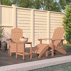 Adirondack puutarhatuolit jalkatuilla ja pöydällä HDPE ruskea