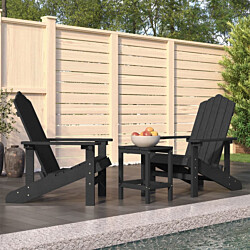 Adirondack puutarhatuolit pöydällä HDPE antrasiitti