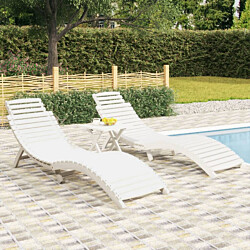 Aurinkotuolit 2 kpl valkoinen 184x55x64 cm, akasiapuu