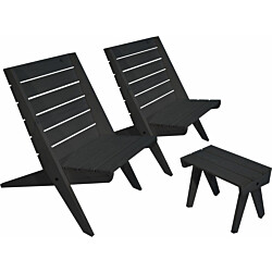 Kalusteryhmä EcoFurn Granny, 2 tuolia + pöytä, mänty, musta