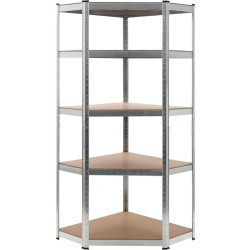 Varastohylly, hopea, 75x75x180cm, teräs ja MDF