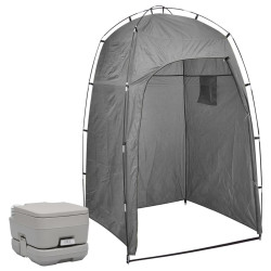 Kannettava retkeily-WC teltalla, 10 + 10 l, harmaa