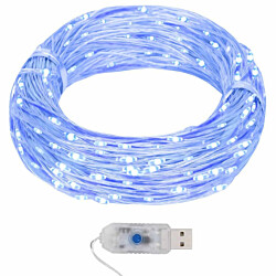 Mikro LED-keijuvalonauha, 40m, 400 LED-valoa, sininen, 8-toiminen