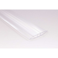 H-profiili Keraplast, 6mm, PC-muovia, kirkas, määrämittainen