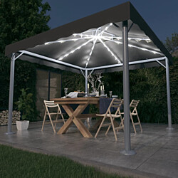 Huvimaja LED-valonauhoilla 300x300 cm alumiini antrasiitti