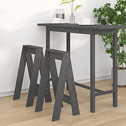 Jakkarat 2 kpl 40x40x75 cm mänty harmaa